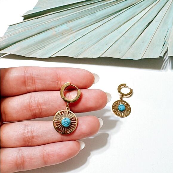 Boho hoop earrings S653 - Picture 3 of 3